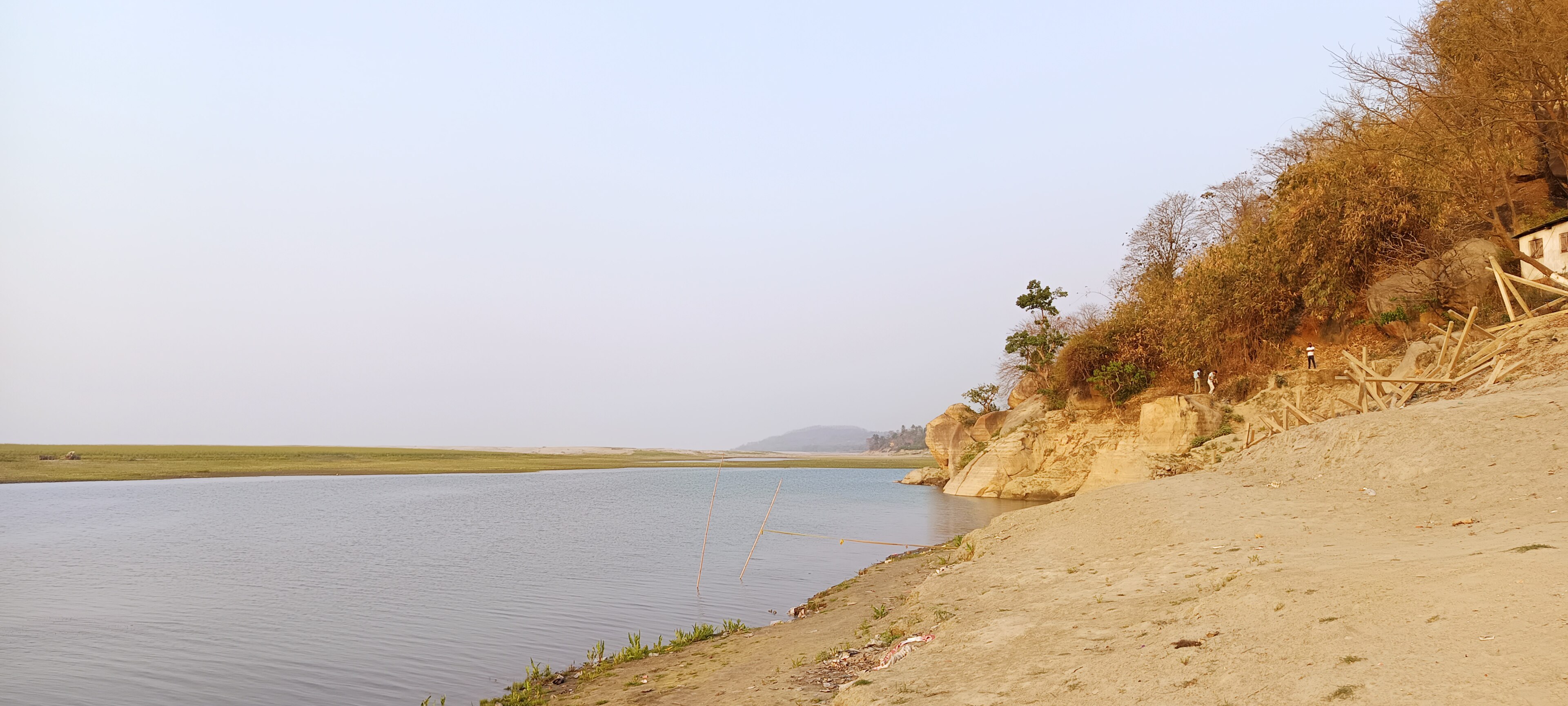 Riverbank and rocky shore of the Brahmaputra in Assam